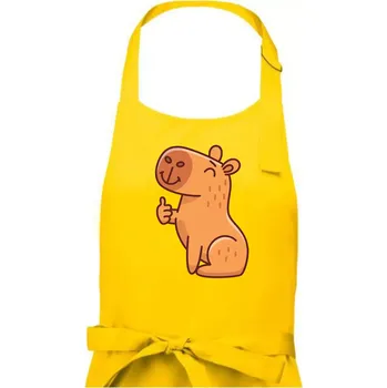 Kuchyňská zástěra Kapybara s palcem nahoru - Dámská zástěra na vaření - Univerzální velikost ( Žlutá )