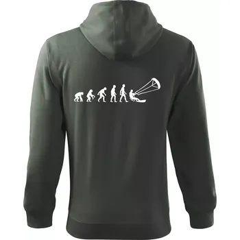 Pánská mikina Evoluce KITEBOARDING - Mikina s kapucí na zip trendy zipper - M ( Tmavá břidlice (šedá se zeleným nádechem) )