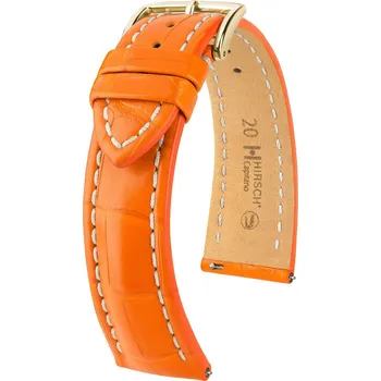 Řemínek na hodinky Kožený řemínek Hirsch Capitano L 04807076-1, oranžový, aligátoří kůže, délka L, Quick Release - 20 mm