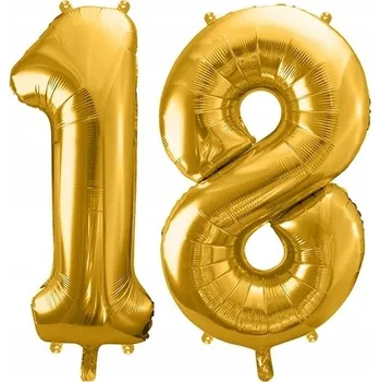 Balónek 70 cm _ Balónky zlaté fóliové číslice 18 Narozeniny