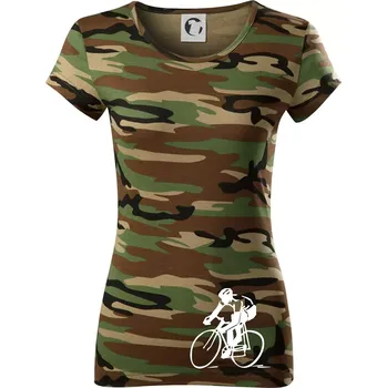 Dámské tričko Silniční cyklista - Dámské maskáčové triko - L ( Hnědý maskáč )