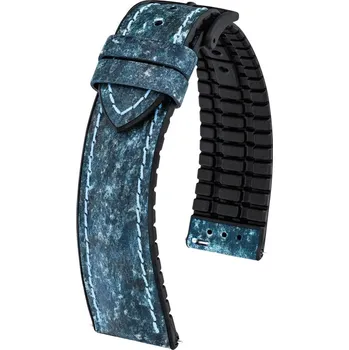 Řemínek na hodinky Koženkový řemínek Hirsch Stone L 0925044080-5, modrý, délka L, Quick Release - 19 mm