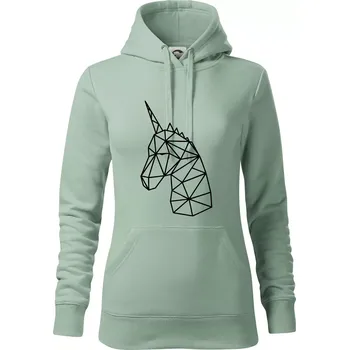 Dámská mikina Geometrie - Jednorožec - Mikina dámská Cape s kapucí - 2XL ( Sage )