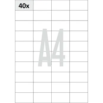 Samolepící etiketa Samolepicí etikety 52,5 x 29,7 mm A4, 100 listů, 4000 etiket pro tiskárnu