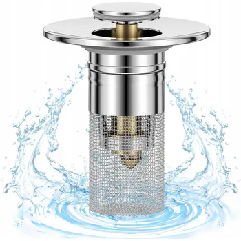 Sifon Umyvadlová výpusť klik-klak mosazná stříbrná s přepadem