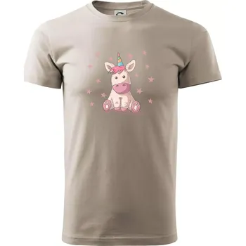 Pánské tričko Jednorožec miminko - Klasické pánské triko vyšší gramáže - 3XL ( Ledově šedá )