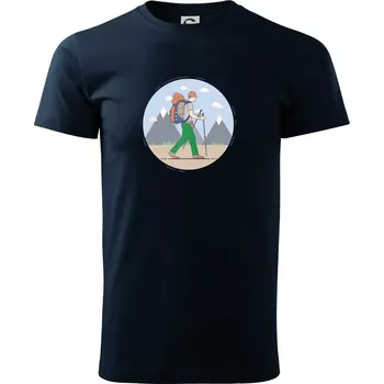 Barevný párový motiv na hory - Triko extra velké (5-8XL) - 7XL ( Námořní modrá (velmi tmavá - téměř černá) )