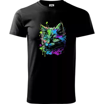 Obrázek kočky v roztřiknuté barvě - Triko extra velké (5-8XL) - 8XL ( Černá )