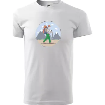 Barevný párový motiv na hory - Triko extra velké (5-8XL) - 8XL ( Bílá )