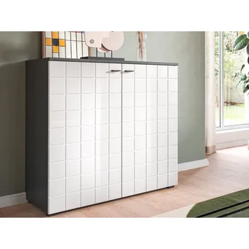 Šatní skříň Skříňka 2-dveřová Monty, 92 cm, antracit/bílá lesk