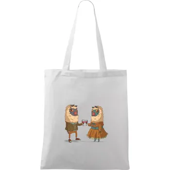 Alpaky s vínem pár - Taška bavlněná - 42 x 38 cm ( Bílá )