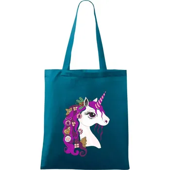 Vánoční jednorožec - Taška bavlněná - 42 x 38 cm ( Petrolejová )