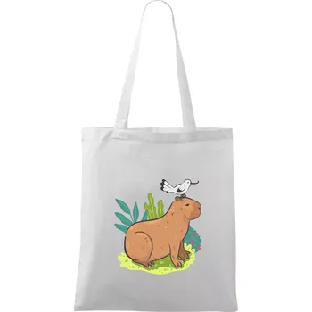 Kapybara a ptáček - Taška bavlněná - 42 x 38 cm ( Bílá )