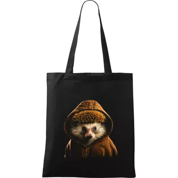 Ježek v bundě - Taška bavlněná - 42 x 38 cm ( Černá )