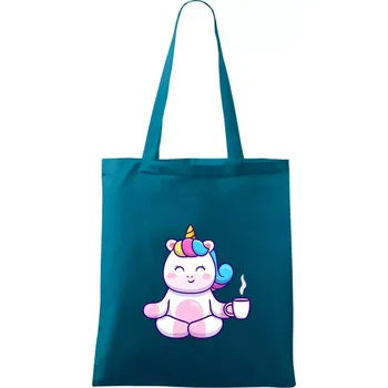 Yoga - jednorožec káva - Taška bavlněná - 42 x 38 cm ( Petrolejová )