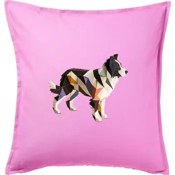 Polštář Border colie slepená z papíru - Polštář 50x50 - 50x50 - Pouze potah ( Růžová )
