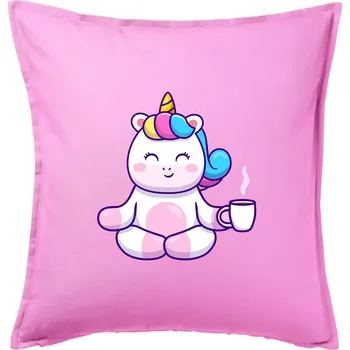 Polštář Yoga - jednorožec káva - Polštář 50x50 - 50x50 - Pouze potah ( Růžová )