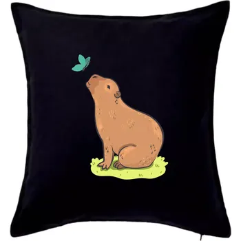 Polštář Kapybara a motýlek - Polštář 50x50 - 50x50 - Pouze potah ( Černá )