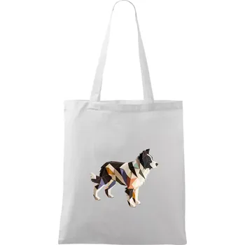 Border colie slepená z papíru - Taška bavlněná - 42 x 38 cm ( Bílá )