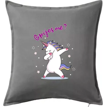 Polštář Jednorožec Opiješ mě? - Polštář 50x50 - 50x50 - Pouze potah ( Tmavě šedý melír )