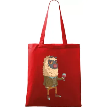 Nákupní taška Alpaka s vínem muž - Taška bavlněná - 42 x 38 cm ( Červená )