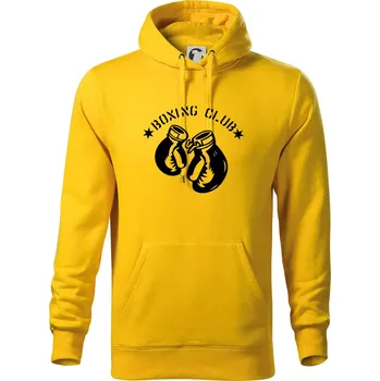Pánská mikina Boxing club nápis - Mikina pánská Cape s kapucí - S ( Žlutá )