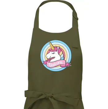 Kuchyňská zástěra Jednorožec v kolečku - Dámská zástěra na vaření - Univerzální velikost ( Khaki )