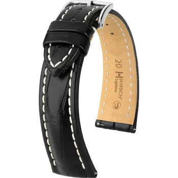 Módní doplněk Kožený řemínek Hirsch Capitano L 04807059-2, černý, aligátoří kůže, délka L, Quick Release - 22 mm