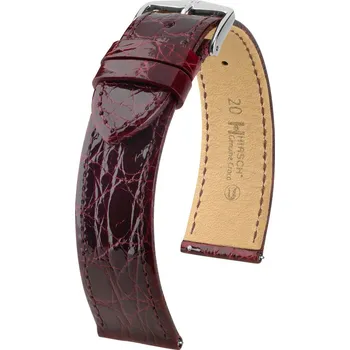 Módní doplněk Kožený řemínek Hirsch Genuine Croco L 18920860-2, červený, krokodýlí kůže, délka L, Quick Release - 19 mm