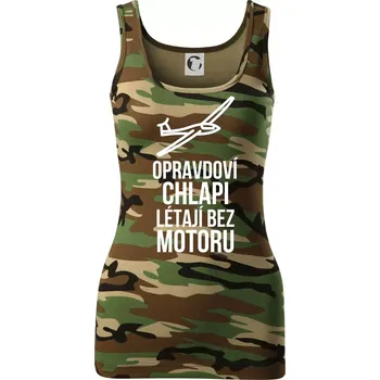 Dámské tričko Opravdovi chlapi létají bez motoru - Dámské Maskáčové tílko - M ( Hnědý maskáč )
