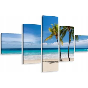 Obraz Vícedílný obraz Palmy Pláž Nebe Výhled 3D 250x150 cm