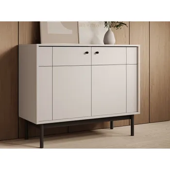 Komoda Skříňka 2-dveřová Japandi, 104 cm, béžová kašmír