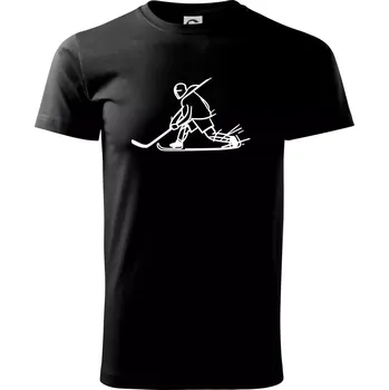 Pánské tričko Kreslený hokejista tučnou fixou - Triko extra velké (5-8XL) - 8XL ( Černá )