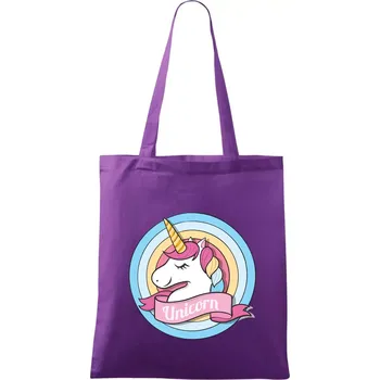 Jednorožec v kolečku - Taška bavlněná - 42 x 38 cm ( Fialová )