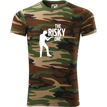 Pánské tričko Bachelor party - The risky one - Army CAMOUFLAGE - 2XL ( Hnědý maskáč )