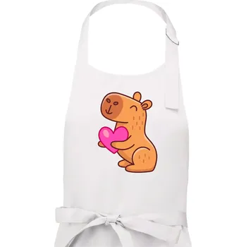 Kuchyňská zástěra Zamilovaná kapybara - Pánská zástěra na vaření - Univerzální velikost ( Bílá )