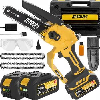 Motorová pila IMOUM mini řetězová pila, akumulátorová pila bezuhlíková 6" PRO 2x AKU