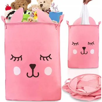 Úložný box KOŠ NA HRAČKY LÁTKOVÝ KONTEJNER ORGANIZÉR SE STAHOVACÍ ŠŇŮRKOU UZAVÍRATELNÝ 43L