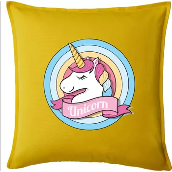 Polštář Jednorožec v kolečku - Polštář 50x50 - 50x50 - Pouze potah ( Žlutá )