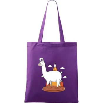 Alpaka kreslená - Taška bavlněná - 42 x 38 cm ( Fialová )