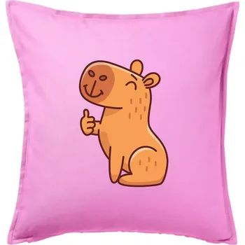 Polštář Kapybara s palcem nahoru - Polštář 50x50 - 50x50 - Pouze potah ( Růžová )