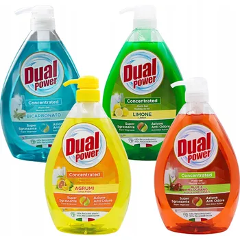 Mycí prostředek Sada 4x Dual Power Italský Koncentrovaný Prostředek na Mytí Nádobí 4x1L = 4L