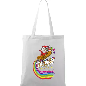 Santa a jednorožci (Pecka design) - Taška bavlněná - 42 x 38 cm ( Bílá )