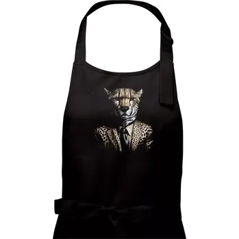 Kuchyňská zástěra Gepard v obleku - Pánská zástěra na vaření - Univerzální velikost ( Černá )