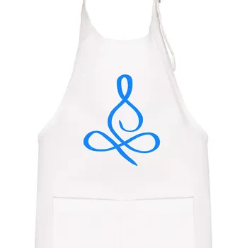 Kuchyňská zástěra Yoga - lotus modrý (Moňas) - Dětská zástěra na vaření - Univerzální velikost ( Bílá )