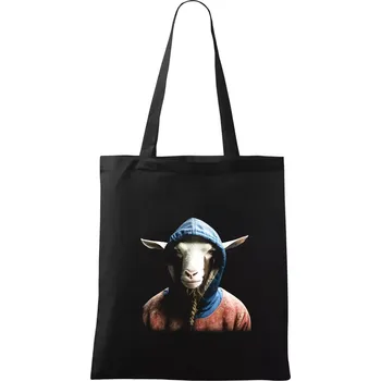 Nákupní taška Koza v bundě - Taška bavlněná - 42 x 38 cm ( Černá )