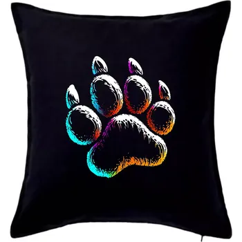 Polštář Psí tlapka duhová - Polštář 50x50 - 50x50 - Pouze potah ( Černá )