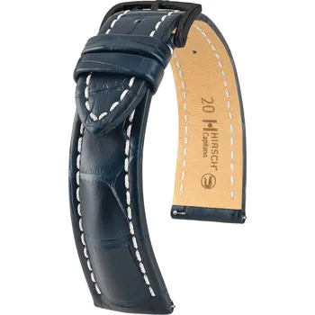 Řemínek na hodinky Kožený řemínek Hirsch Capitano L 04807089-5, modrý, aligátoří kůže, délka L, Quick Release - 22 mm
