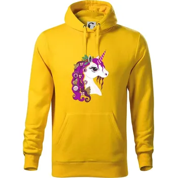 Pánská mikina Vánoční jednorožec - Mikina pánská Cape s kapucí - M ( Žlutá )