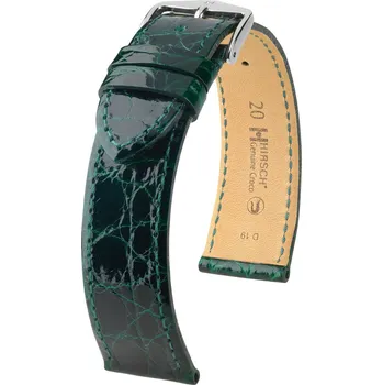 Módní doplněk Kožený řemínek Hirsch Genuine Croco L 18920840-2, zelený, krokodýlí kůže, délka L, Quick Release - 19 mm